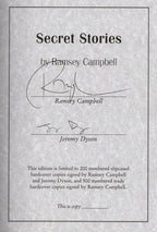 Secret Stories by Ramsey Campbell (First Edition) Limited Signed