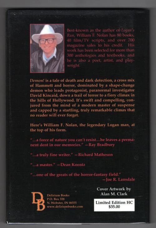 Demon! by William F. Nolan (First Edition) Limited Signed Copy#197