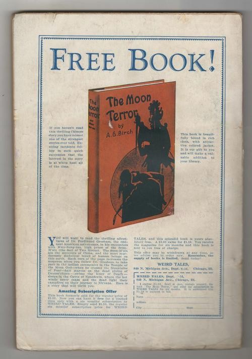 Weird Tales July 1933 Brundage GGA Cvr; RE Howard; H.P. Lovecraft; Jack Willi...