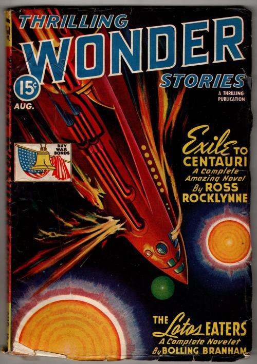 Thrilling Wonder Aug 1943 Earle Bergey Cvr; Anthony Boucher; Ray Cummings