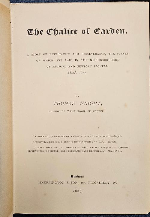 The Chalice Of Carden by Thomas Wright (First Edition) Rare