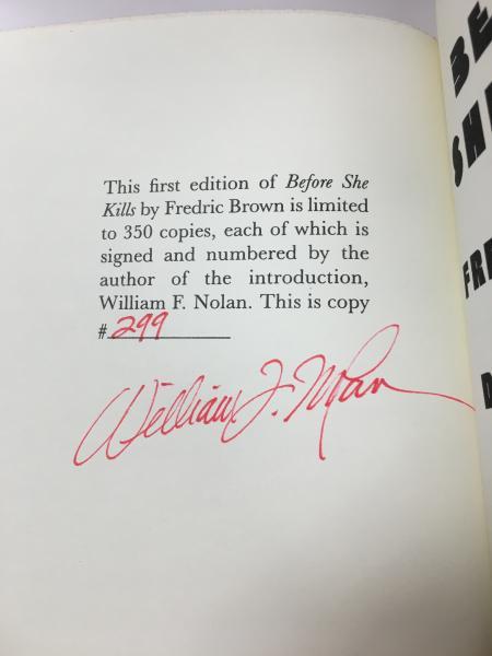Before She Kills by Fredric Brown (First Edition) LTD Signed