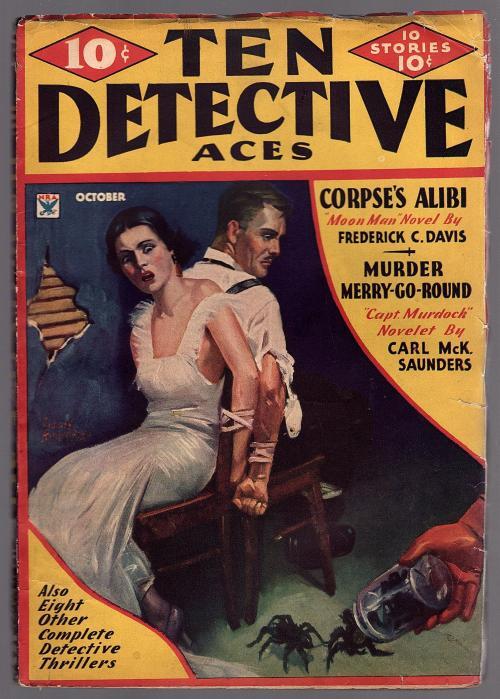 Ten Detective Aces Oct 1934 Bondage Cvr, Frederick C. Davis - Pulp