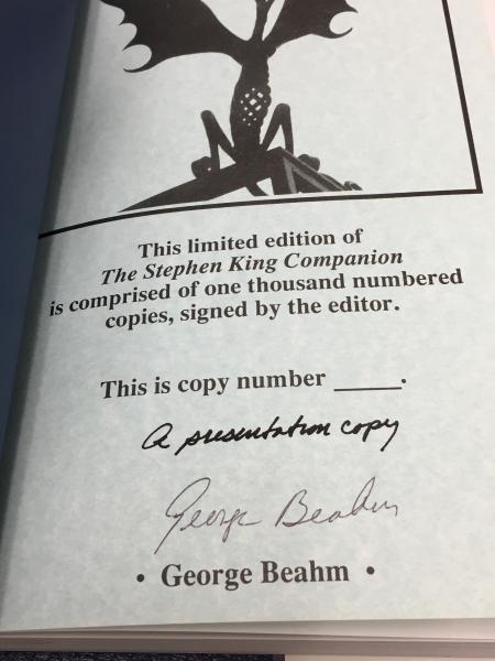 The Stephen King Companion, edited by George Beahm (LTD) Signed