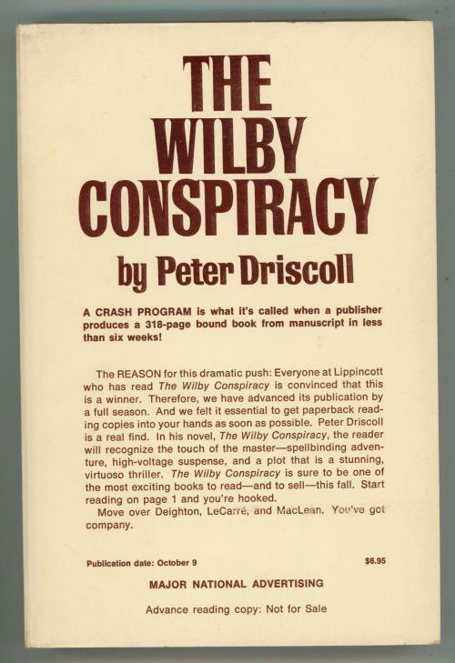 The Wilby Conspiracy by Peter Driscoll (Advance Reading Copy)