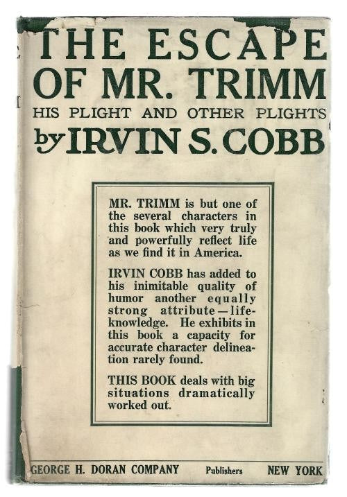 The Escape of Mr. Trimm by Irvin S. Cobb (First Edition) Signed