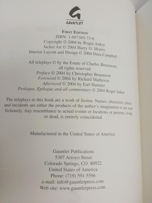 The Twilight Zone Scripts of Charles Beaumont: Volume One (First Edition)