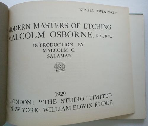 Modern Masters of Etching: Malcom Osborne (Number Twenty-One) 1929