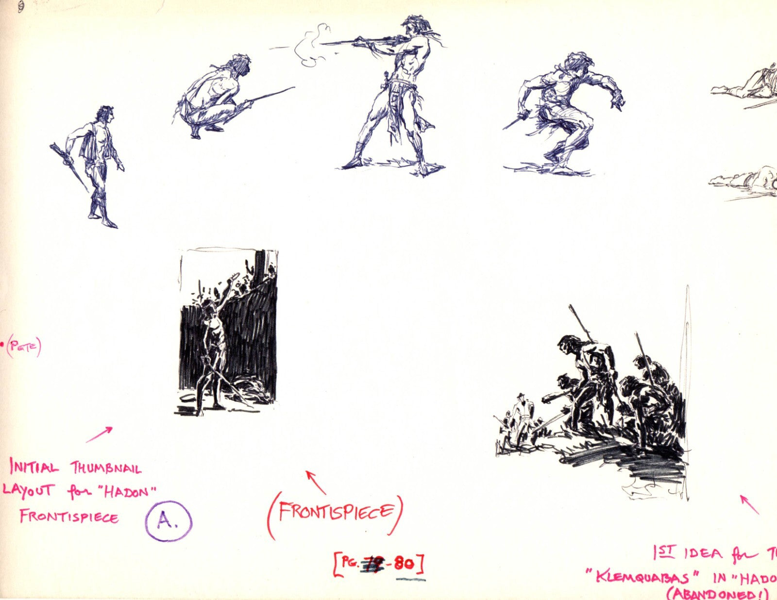 Roy G. Krenkel Original Art - (Studies for Hadon of Ancient Opar)