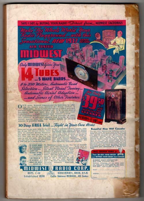 Thrilling Wonder October 1936 SciFi Cvr; Merritt; Cummings; Farley; Hamilton;...
