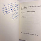 H.P. Lovecraft and Lovecraft Criticism by S.T. Joshi (Signed) First Edition