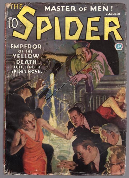 The Spider Dec 1935 John Howitt Cvr Asian menace Ed Race - Pulp