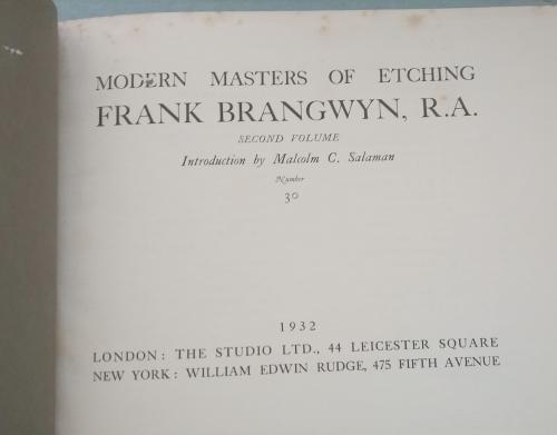 Modern Masters of Etching: Frank Brangwyn (Part One & Second Volume) 1932