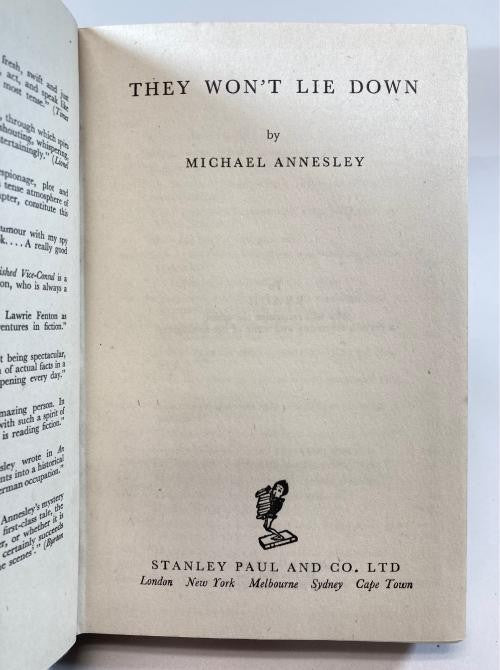 They Won't Lie Down by Michael Annesley