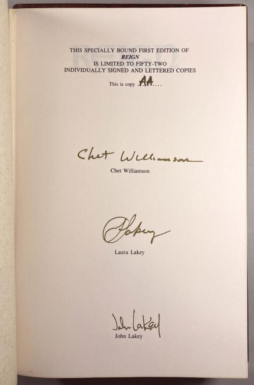 REIGN by Chet Williamson (1st Limited) Mahogany Slipcase Signed "AA"