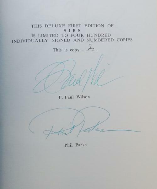 Sibs by F. Paul Wilson (First Edition) Limited Signed Copy #2
