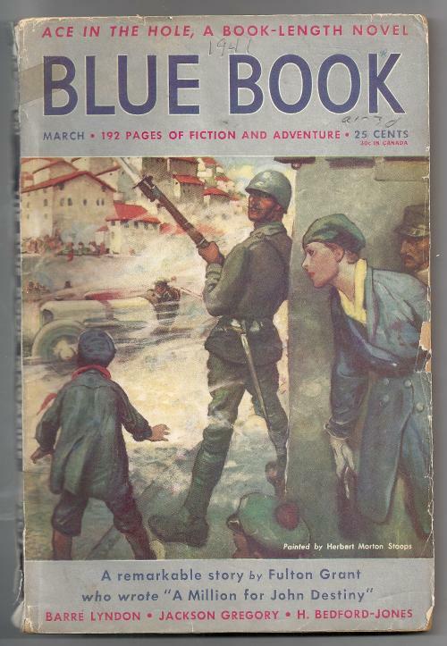 Blue Book Mar 1941 H. Bedford Jones; Nelson Bond Fantasy Story; Stoops Cover
