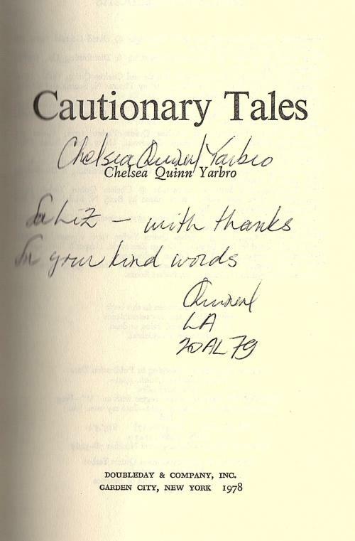 Cautionary Tales by Chelsea Quinn Yarbro (First Edition) Signed