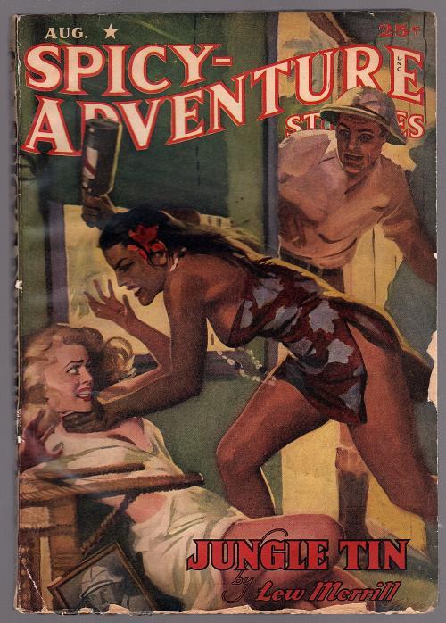 Spicy Adventure Aug 1942 HJ Ward GGA Cover Art, Lew Merrill - Pulp
