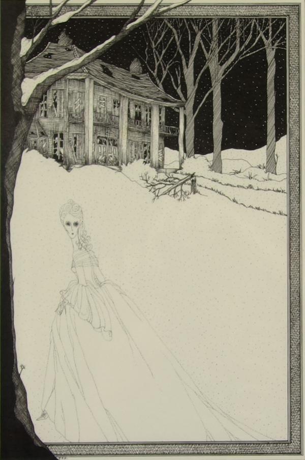 Jane F. Kendall ART PRINT Haunted House Snowy Night SIGNED