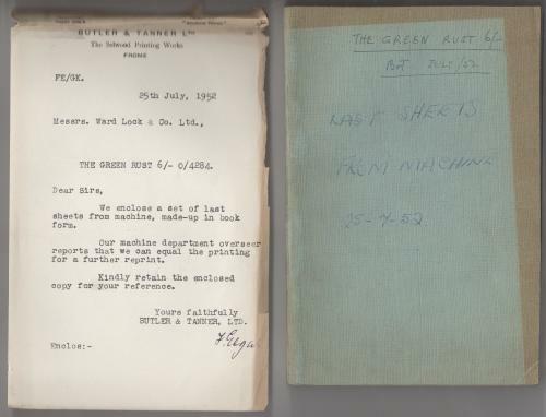 The Green Rust by Edgar Wallace (Printers Last Sheets) Hubin Listed, Ward Fil...