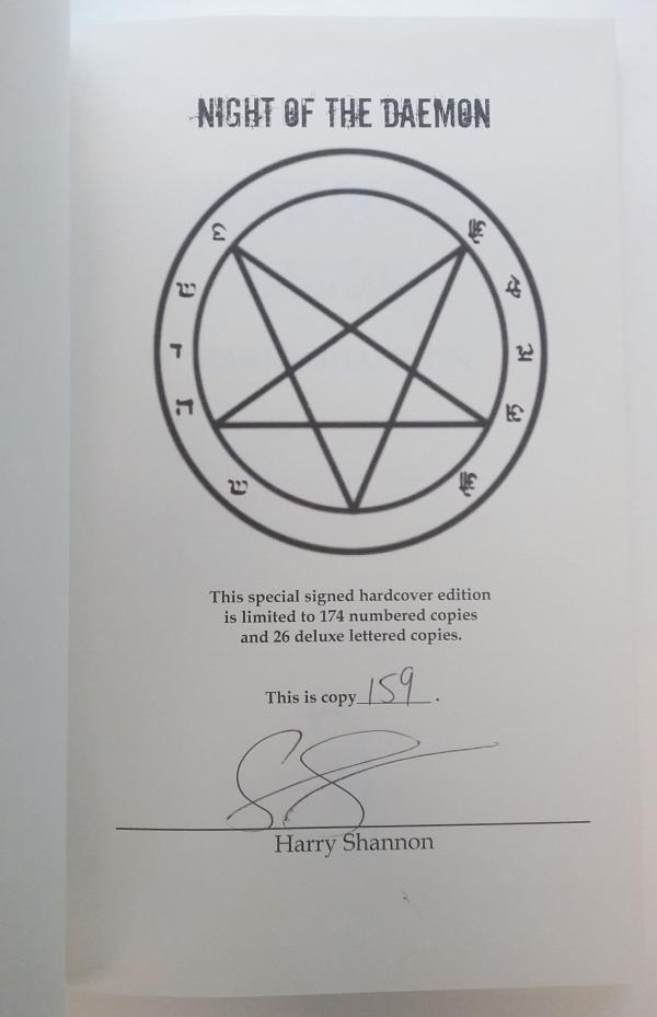Night of the Daemon by Harry Shannon (First Edition) LTD Signed #159
