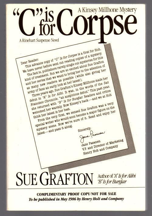C is for Corpse by Sue Grafton (Signed) Advanced Copy Signed