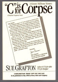 C is for Corpse by Sue Grafton (Signed) Advanced Copy Signed