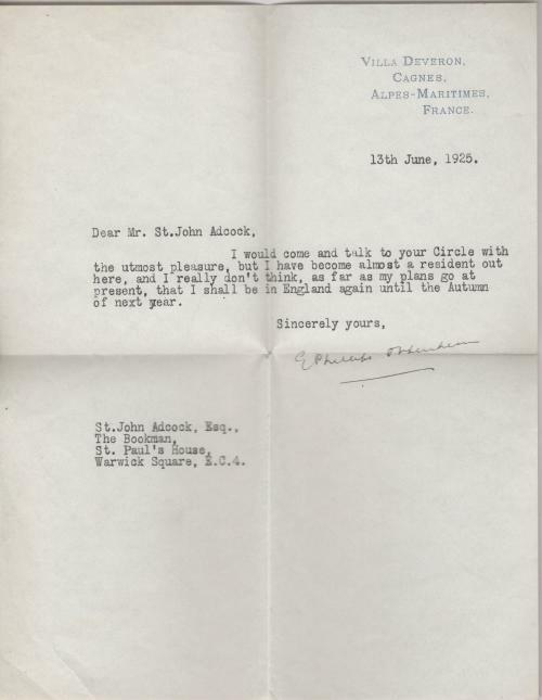 The Strangers' Gate by E. Phillips Oppenheim (First Edition) Signed Letter