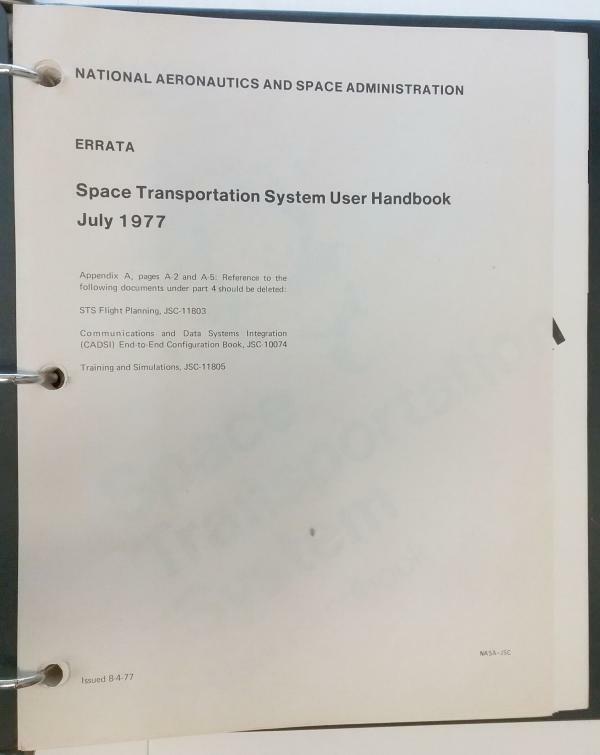 Space Transportation System User Handbook NASA June 1977