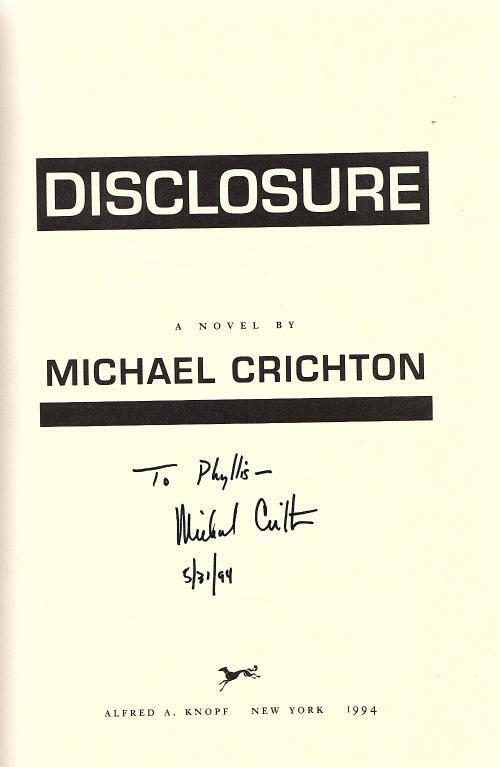 Disclosure by Michael Crichton (First Edition) Signed