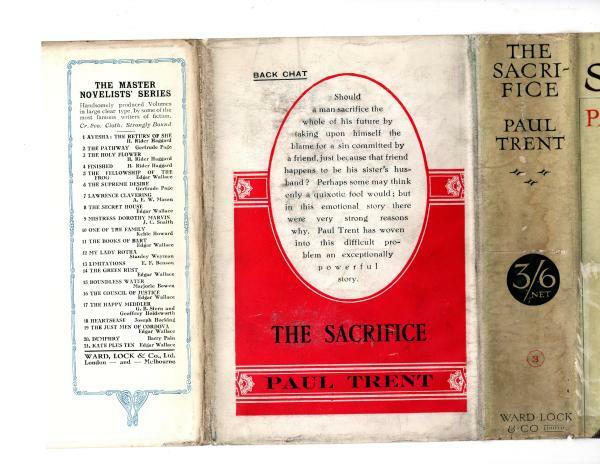 The Sacrifice by Paul Trent (First Edition) Hubin Listed, Abbey Cvr, File Copy