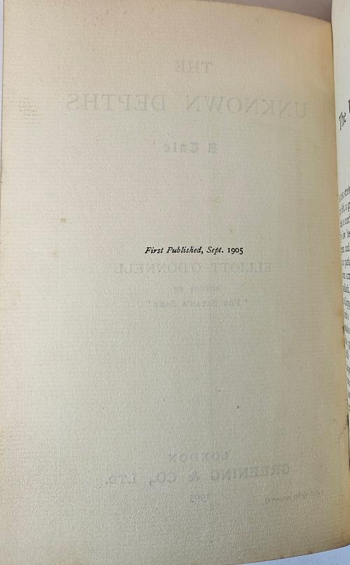 The Unknown Depths: A Tale by Elliott O'Donnell (First Edition)