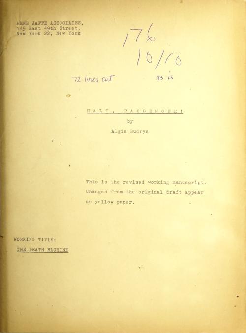 Rogue Moon by Algis Budrys (Original Manuscript) Signed