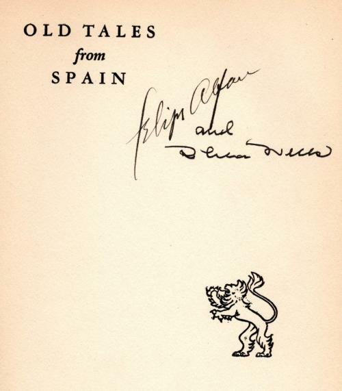 Old Tales from Spain  by Felipe  Alfau Signed twice - by Author and Rhea Well...