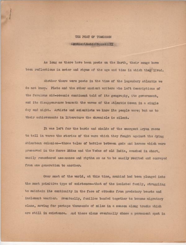 Five Historical Speculative Essays (Carbon Typed MS) by Arthur Louis Joquel II
