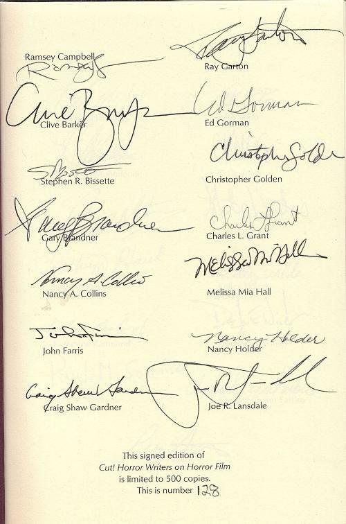 Cut: Horror Writers on Horror Film by Christopher Golden (Limited Edition)