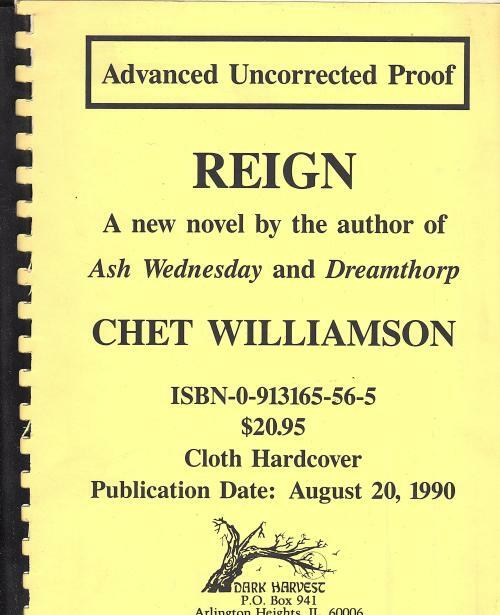 Reign by Chet Williamson (Uncorrected Proof)
