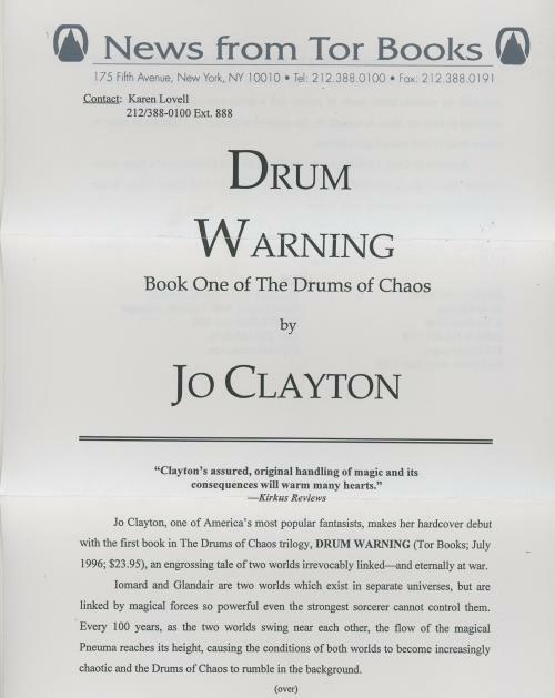 Drum Warning by Jo Clayton (First Edition)