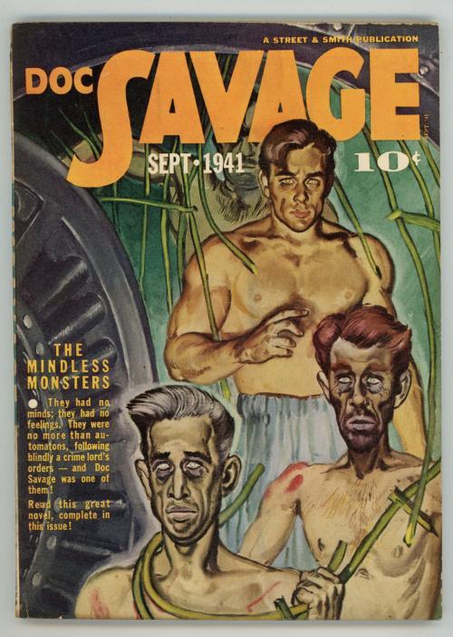 Doc Savage Sep 1941 "The Mindless Monster"; E Clarke Cvr Art