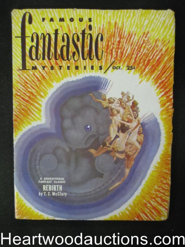 Famous Fantastic Mysteries Oct  1951 Virgil Finlay Art, Robert Bloch - High Grad