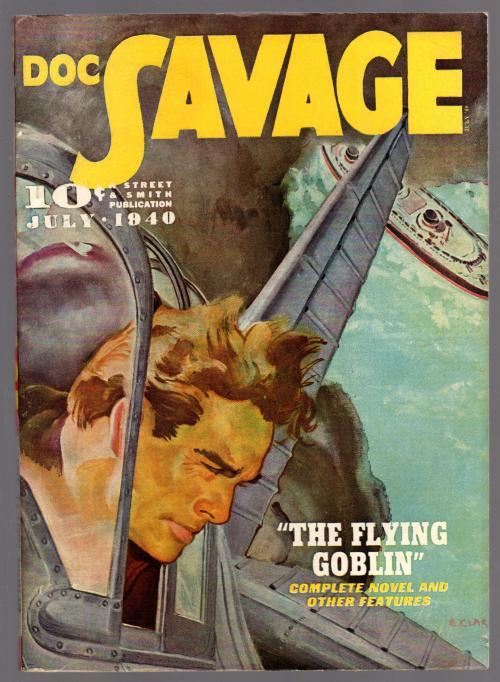 Doc Savage Jul 1940 E Clarke Cvr Art; "The Flying Goblin"