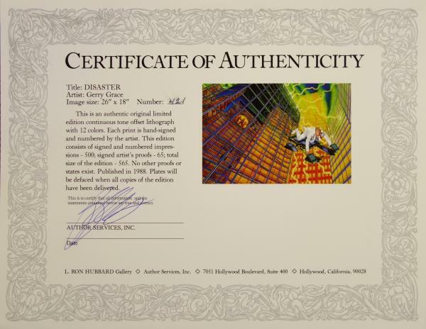 Scientology Sci-Fi DISASTER Gerry Grace LTD Signed Litho ART Print #421/500