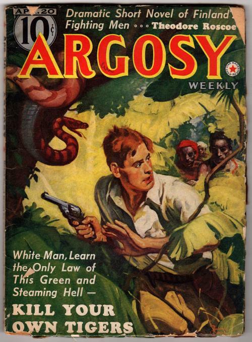 Argosy April 20 1940 Rudolph Belarski jungle attack Cvr; Theodore Roscoe