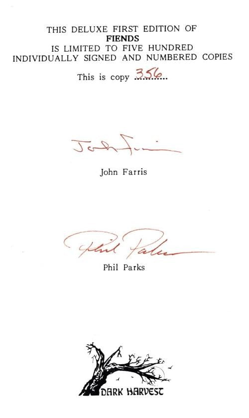Fiends by John Farris (First Edition) Limited, Slipcased Signed