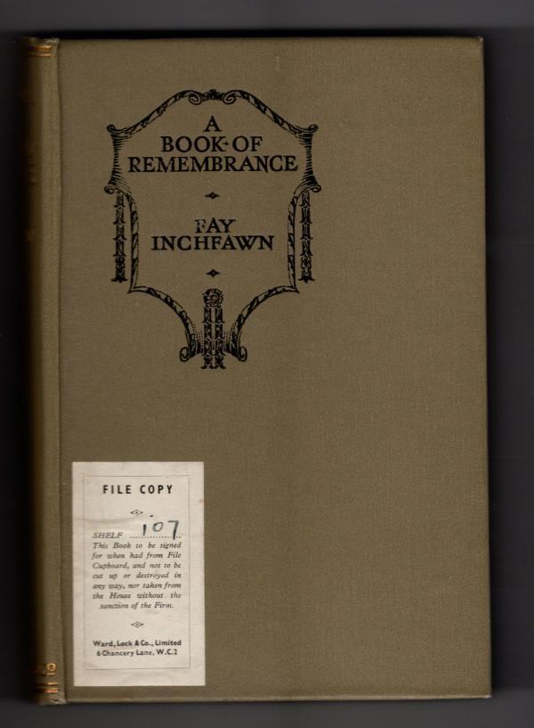 A Book of Remembrance by Fay Inchfawn (First Edition) Publisher's Copy