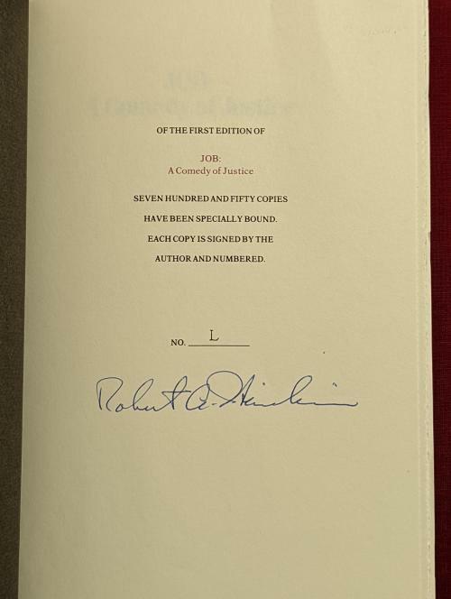 Job: A Comedy of Justice by Robert A Heinlein Signed LTD First Edition copy "...