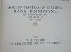 Modern Masters of Etching: Frank Brangwyn (Part One & Second Volume) 1932