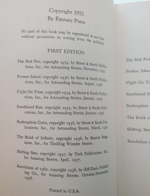 The Red Peri by Stanley G. Weinbaum (First Edition) Trade State