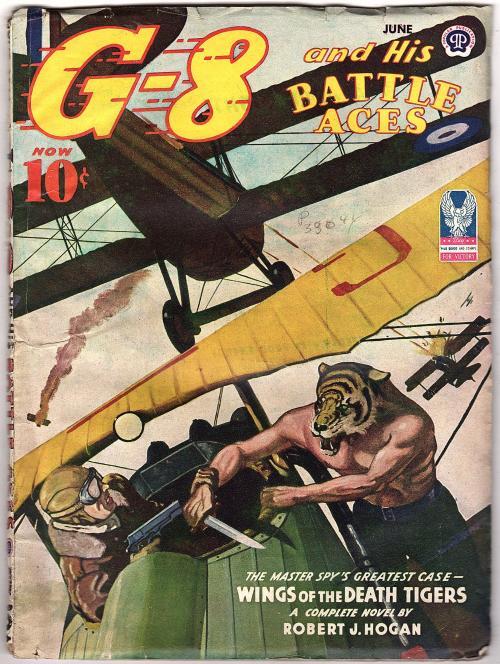 G-8 Battle Aces Jun 1944 Final Issue; Blakeslee Cvr: G-8 vs tiger-headed musc...
